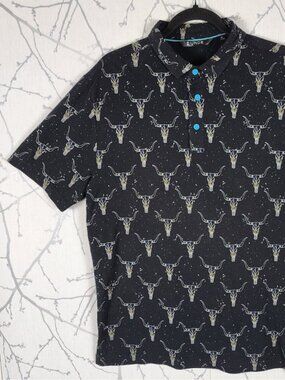 2Undr Steer Head Print Cotton Blend Jersey Polo Shirt